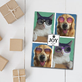 Cartão Postal De Festividades Colagem de Fotos de Animais de Natal Pet Cat Dog