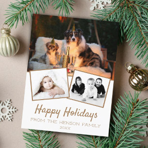 Cartão Postal De Festividades Colagem de Fotos de Férias Felizes 3 Fotos