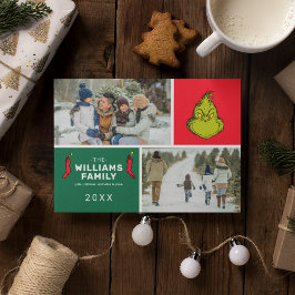 Cartão Postal De Festividades Colagem de Fotos de Natal da Família Grinch
