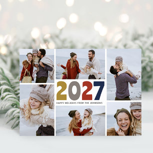 Cartão Postal De Festividades Colagem de Fotos de Natal da Família Moderna 2027