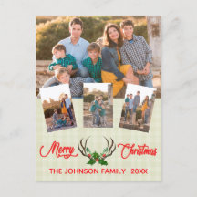 Colagem de Fotos de Natal da Rustic Antlers Holly