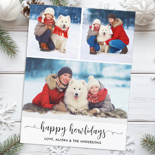 Cartão Postal De Festividades Colagem de Fotos de Natal de Cachorro Personalizad