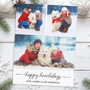 Cartão Postal De Festividades Colagem de Fotos de Natal Feliz Howlidays Pet