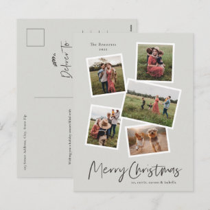 Cartão Postal De Festividades Colagem de Fotos de Natal Moderna 