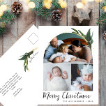 Cartão Postal De Festividades Colagem de Fotos de Natal Moderna Boho Arch<br><div class="desc">Este moderno cartão postal de Natal com foto do boho colage faz o cartão de feriado perfeito! O simples design branco e preto boêmico apresenta uma tipografia manuscrita moderna, escrita à mão, com estilo quic minimalista e um verde-inverno com sotaques de ouro falsos. Você pode personalizar a frente do cartão...</div>