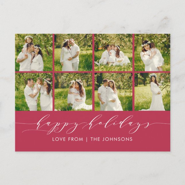 Cartão Postal De Festividades Colagem de Fotos Elegante Moderna de Feriados Feli (Frente)