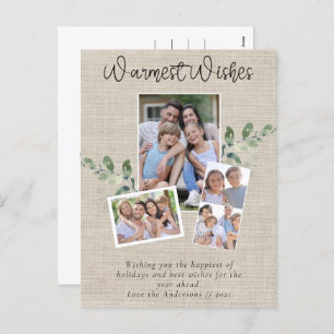 Cartão Postal De Festividades Colagem de Fotos Eucalyptus Burlap Mais Calorosa