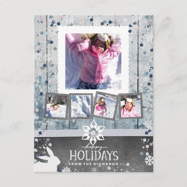 Cartão Postal De Festividades Colagem de Fotos Feliz Natal 5 (Frente)