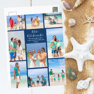 Cartão Postal De Festividades Colagem de Fotos Mele Kalikimaka Azul Marinho Prai