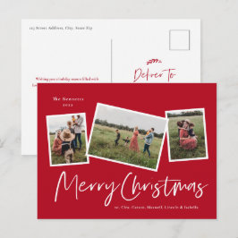 Cartão Postal De Festividades Colagem de Fotos Moderna 3 Feliz Natal