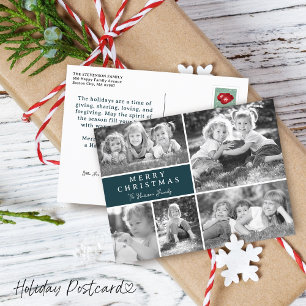 Cartão Postal De Festividades Colagem de Fotos Moderna Feliz Natal