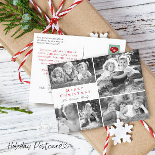 Cartão Postal De Festividades Colagem de Fotos Moderna Feliz Natal
