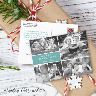 Cartão Postal De Festividades Colagem de Fotos Moderna Feliz Natal