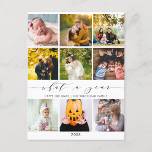 Cartão Postal De Festividades Colagem de Fotos Moderna Que Um Ano Branco