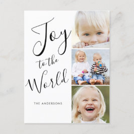 Cartão Postal De Festividades Colagem de Fotos Moderno Joy to The World 3