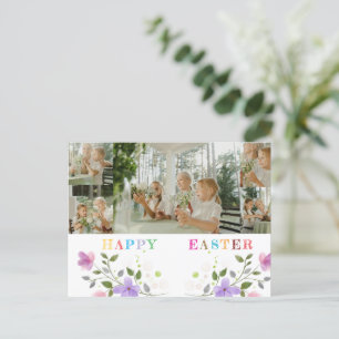 Cartão Postal De Festividades Colagem de Fotos Personalizada de Feliz Páscoa em