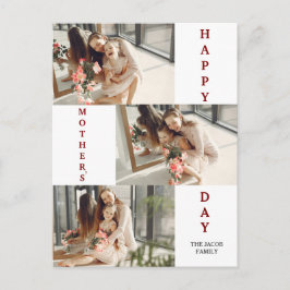Cartão Postal De Festividades Colagem de Fotos Simples e Elegante do Dia das Mãe