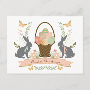 Cartão Postal De Festividades Colagem de Páscoas Gráficas de Vintage Moderna