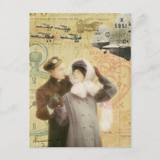 Cartão Postal De Festividades Colagem de planetas de amor do Casal Vintage