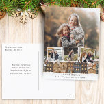 Cartão Postal De Festividades Colagem de Quatro Fotos da Vila Snowy Winter<br><div class="desc">Ilustração de feriado com uma fila de casas com telhados cobertos de neve,  três modelos de fotos quadradas e um modelo de fundo fotográfico orientado para retratos com campos de texto editáveis.</div>