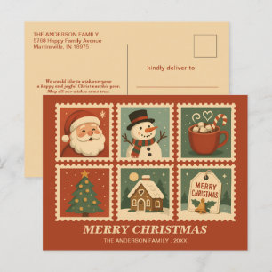 Cartão Postal De Festividades Colagem do Carimbo de Natal Retroativo