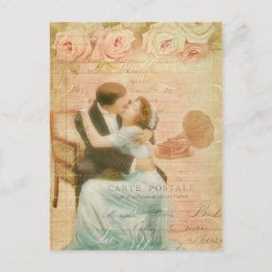 Cartão Postal De Festividades Colagem do Casal de Kissing do Dia de os namorados