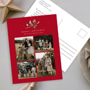 Cartão Postal De Festividades Colagem Floral de Fotos Simples de Cores de Água d