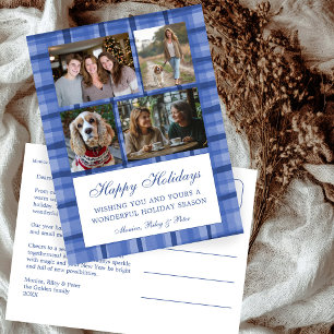 Cartão Postal De Festividades Colagem Personalizada de Fotografias Chic Preppy X