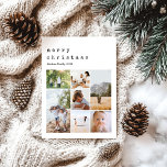 Cartão Postal De Festividades Colagem Simples de Fotos da Família de Natal Minim<br><div class="desc">Esta simples e moderna colagem de fotos da família Merry Christmas postcard apresenta um lugar para você adicionar seus nomes, e uma mensagem no verso em uma bela tipografia da máquina de escrever, assim como espaço para você adicionar sua própria montagem de fotos (com espaço para sete fotos). O cartão...</div>
