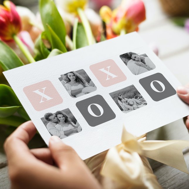 Cartão Postal De Festividades Colar XOXO de Cinzas e Foto do Casal e Pastel (Criador carregado)