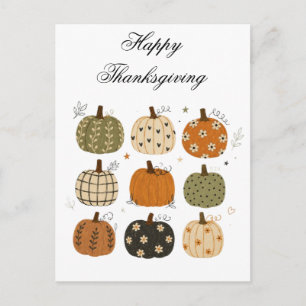 Cartão Postal De Festividades Coleção de Abóboras Boho Outono Aconchegante