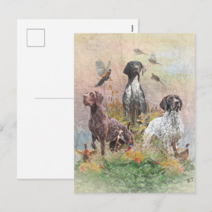 Cartão Postal De Festividades Coleção de Caça do Pointer de Pelo Curto Alemão