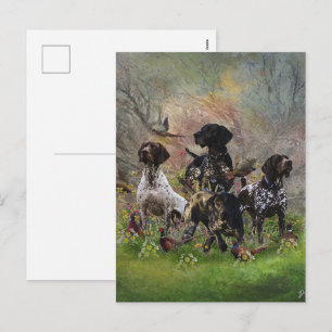 Cartão Postal De Festividades Coleção de Caça do Pointer de Pelo Curto Alemão