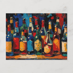 Cartão Postal De Festividades "Coleção de Garrafas da Prateleira do Bar" (Estilo