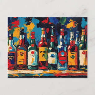 Cartão Postal De Festividades "Coleção de Garrafas da Prateleira do Bar" (Estilo