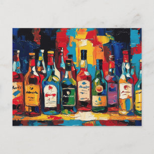 Cartão Postal De Festividades "Coleção de Garrafas da Prateleira do Bar" (Estilo