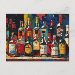 Cartão Postal De Festividades "Coleção de Garrafas da Prateleira do Bar" (Estilo