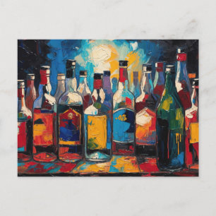 Cartão Postal De Festividades "Coleção de Garrafas da Prateleira do Bar" (Estilo