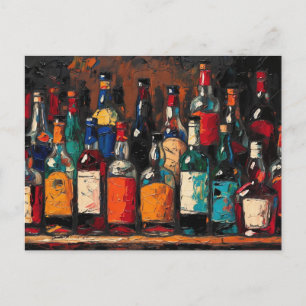 Cartão Postal De Festividades "Coleção de Garrafas da Prateleira do Bar" (Estilo