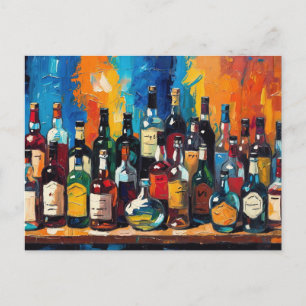 Cartão Postal De Festividades "Coleção de Garrafas da Prateleira do Bar" (Estilo