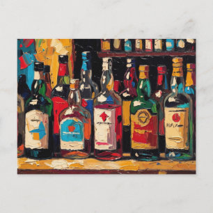 Cartão Postal De Festividades "Coleção de Garrafas da Prateleira do Bar" (Estilo