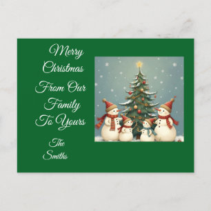 Cartão Postal De Festividades Coleção de Natal da Família Festivo Snowman
