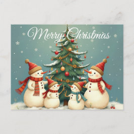 Cartão Postal De Festividades Coleção de Natal da Família Festivo Snowman