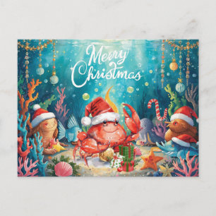 Cartão Postal De Festividades Coleção Festa de Natal Sob o Mar