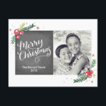 Cartão Postal De Festividades Coleção Festiva de Folhagem<br><div class="desc">Adicione um toque festivo extra aos seus cartões de natal este ano com este cartão postal de 1 foto,  contendo caligrafia manuscrita e folhagem desenhada à mão,  tudo sobre fundo de quadro. Disponível em várias cores.</div>