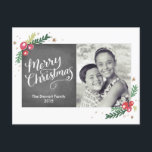 Cartão Postal De Festividades Coleção Festiva de Folhagem<br><div class="desc">Adicione um toque festivo extra aos seus cartões de natal este ano com este cartão postal de 1 foto,  contendo caligrafia manuscrita e folhagem desenhada à mão,  tudo sobre fundo de quadro. Disponível em várias cores.</div>