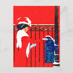 Cartão Postal De Festividades Coles Phillips Fadeaway Girl - Natal Branco