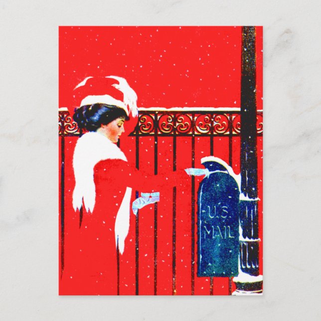 Cartão Postal De Festividades Coles Phillips Fadeaway Girl - Natal Branco (Frente)