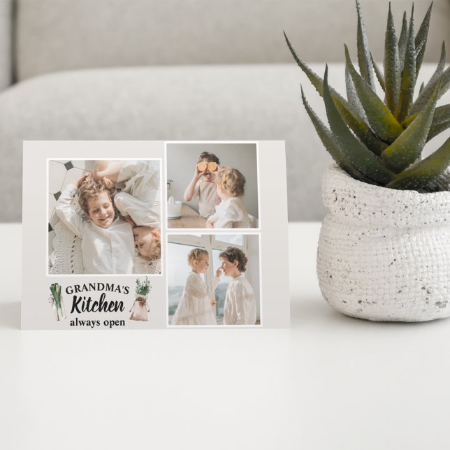Cartão Postal De Festividades Collage Photo & Grandma Kitchen Está Sempre Aberta (Criador carregado)