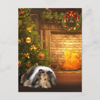 Cartão Postal De Festividades Collie Christmas